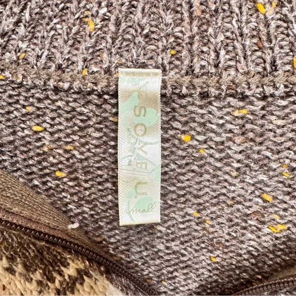 Soybu Fair Isle Half-Zip Sweater in Cream, Brown & Rust - Picture 3 of 3